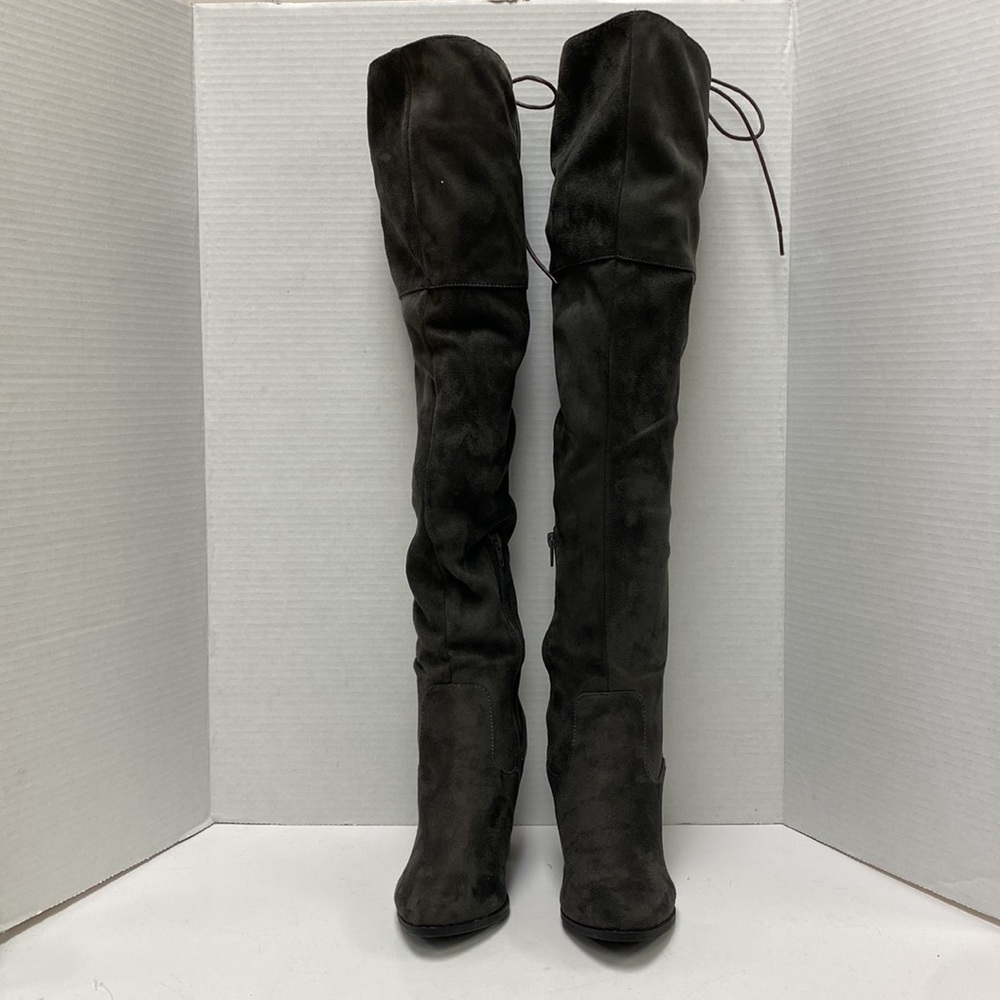 Qupid Charcoal Zinc Women’s Over The Knee Boots - Picture 4 of 9